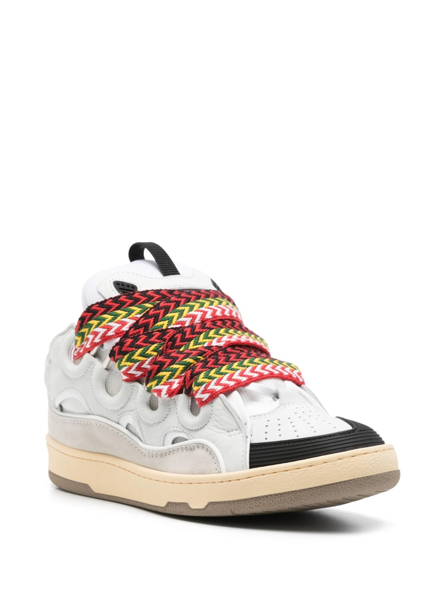 Sneakers Lanvin albi din polyester si piele - Img 2