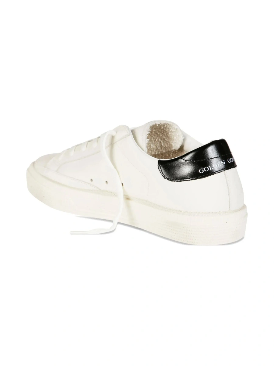 Sneakers 'May' White Low Top Sneakers with Glittered Star Patch and Contrasting Heel with Logo Lettering in Leather Girl - Img 6