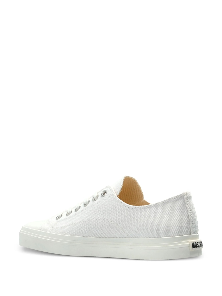 Sneakers Moschino albi din material textil - Img 3