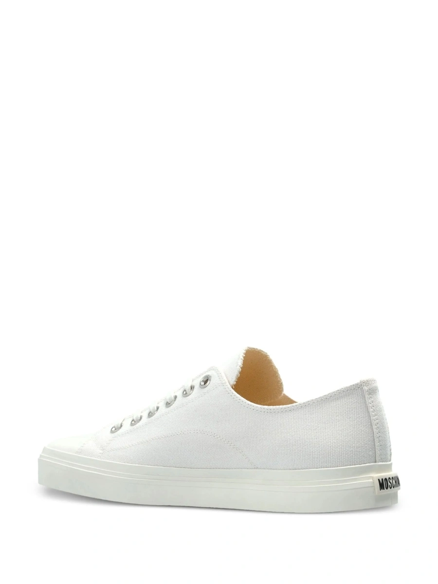Sneakers Moschino albi din material textil - Img 3