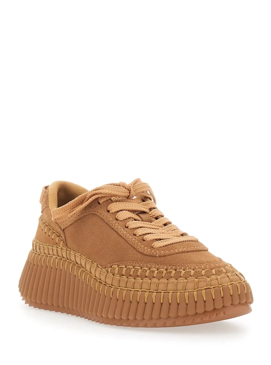 Sneakers 'Nama' Beige Sneakers with High Platform and Logo Patch on the Tongue in Suede for Women - Img 2