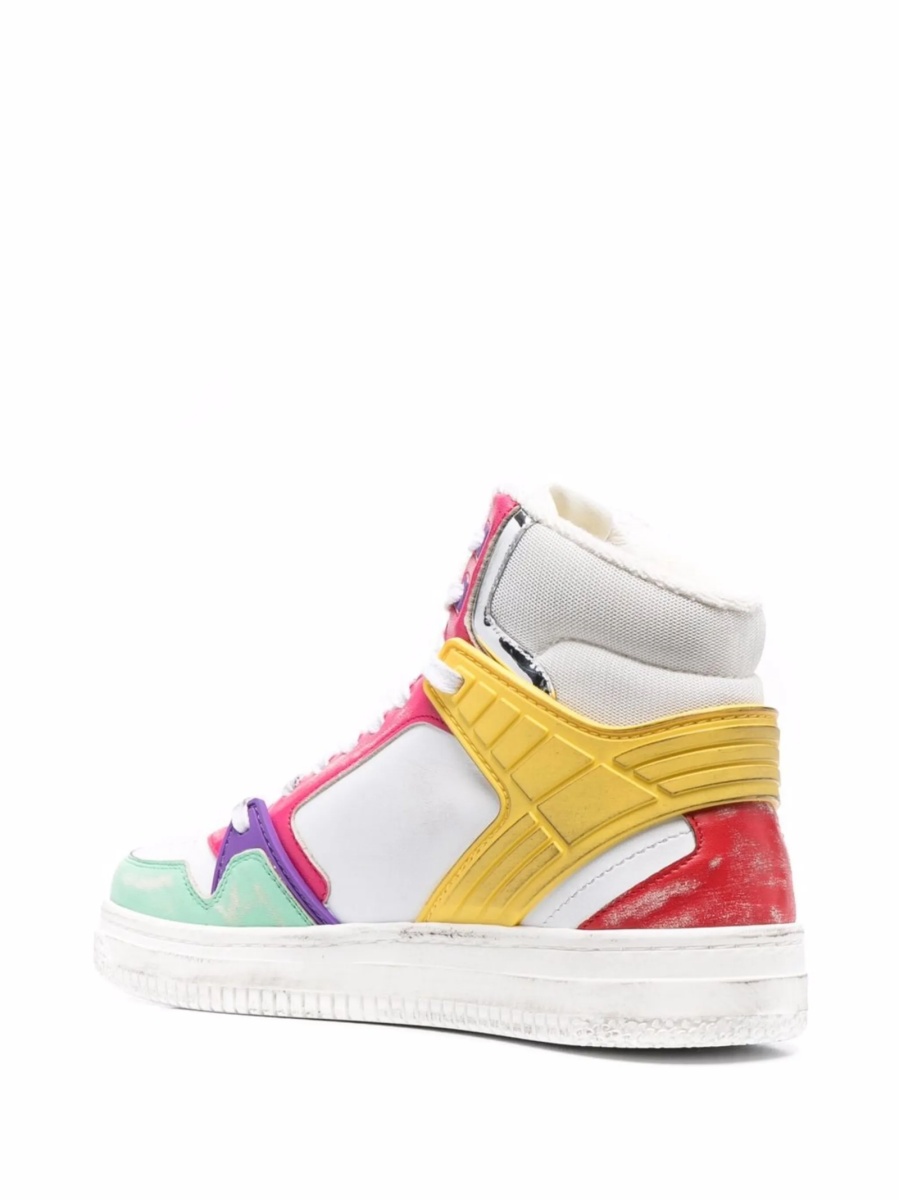 Sneakers Philippe Model albi din material textil si piele - Img 3