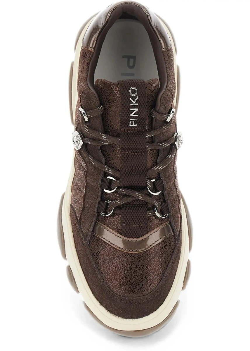 Sneakers Pinko maro din piele intoarsa - Img 7