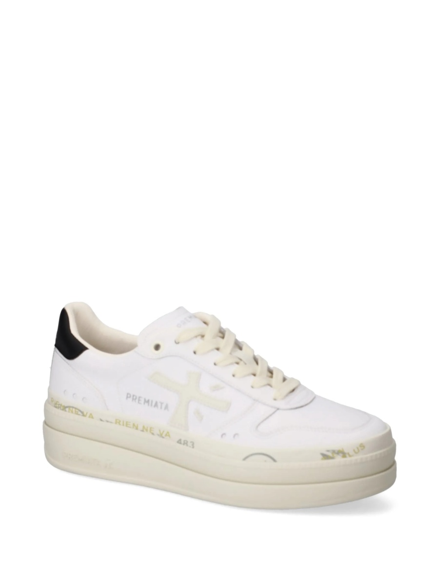 Sneakers Premiata albi din poliuretan si piele - Img 2