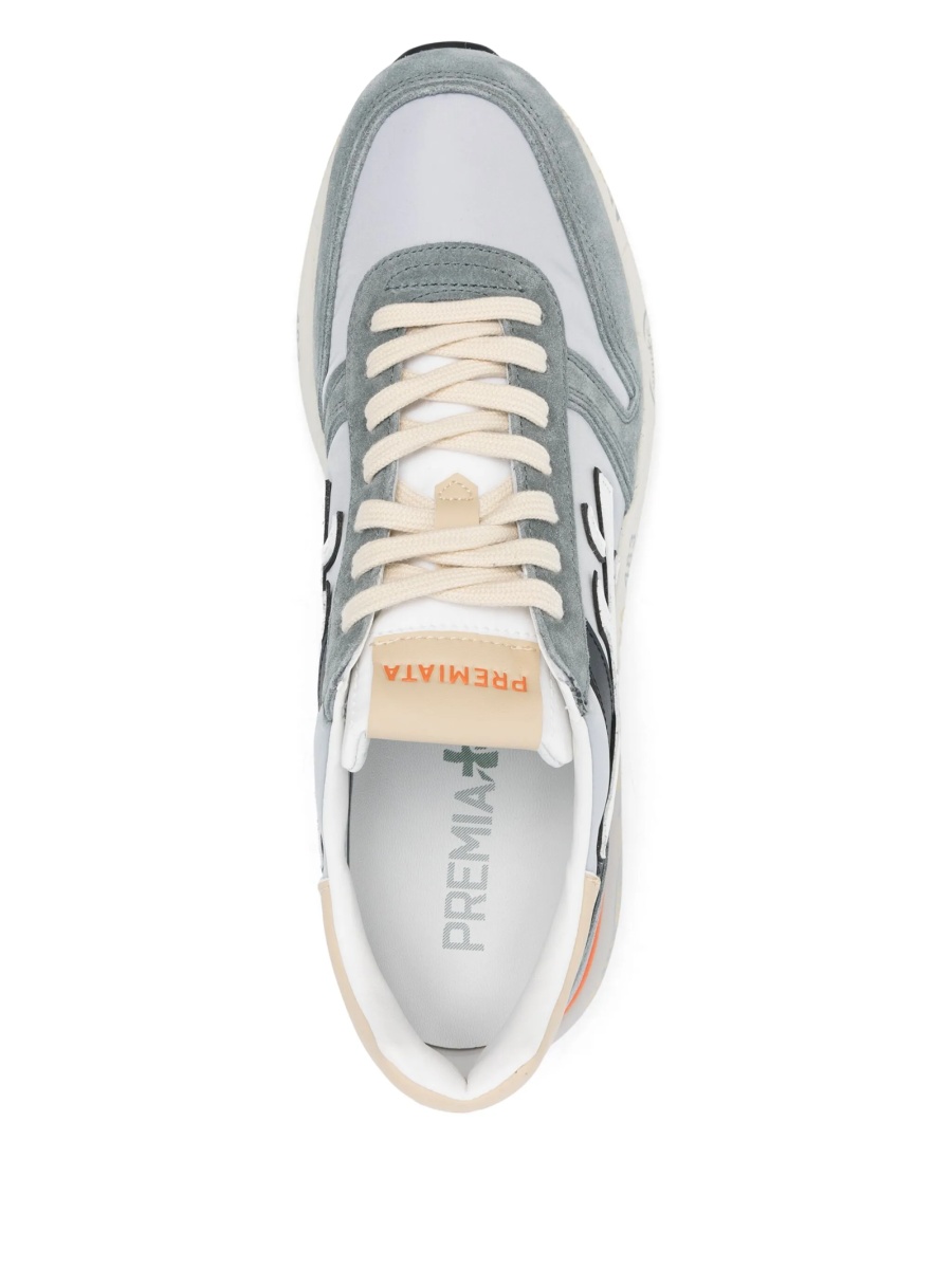 Sneakers Premiata gri din piele si material textil - Img 4