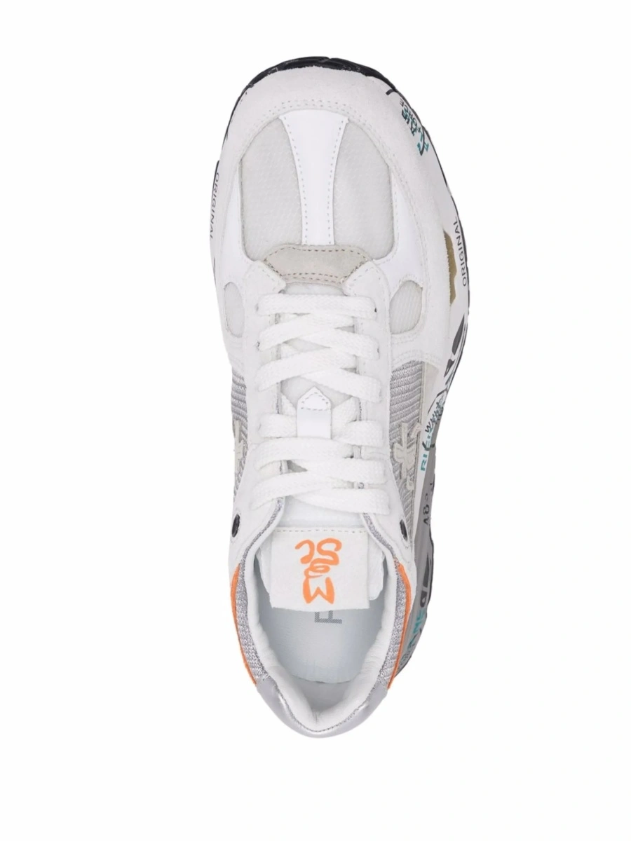Sneakers Premiata gri din piele si material textil - Img 4