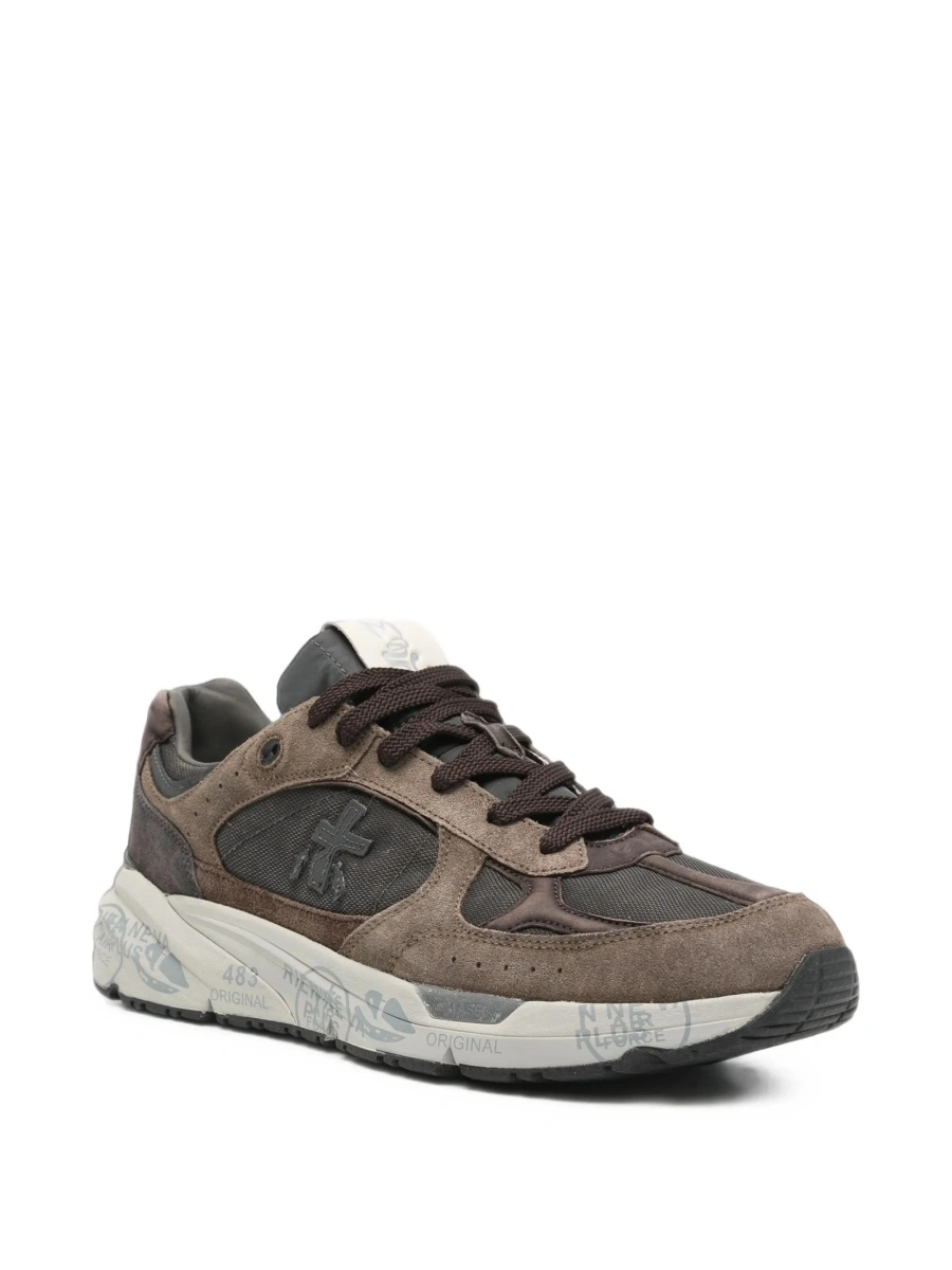 Sneakers Premiata maro din plasa si piele intoarsa - Img 2