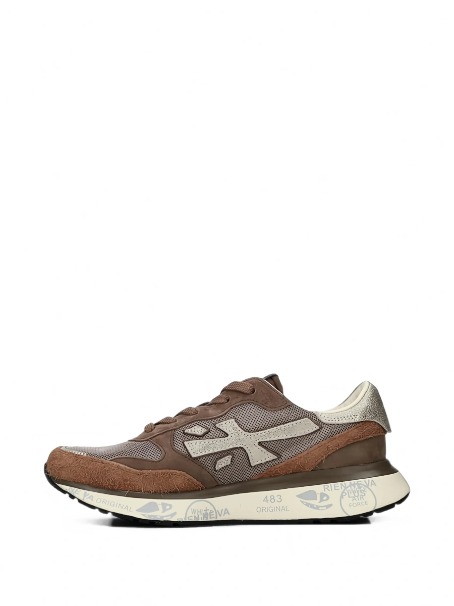 Sneakers Premiata maro din poliuretan si par de vitel - Img 5