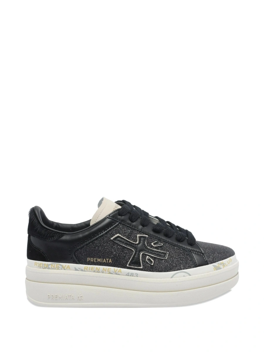 Sneakers Premiata negri din poliuretan si piele - Img 2