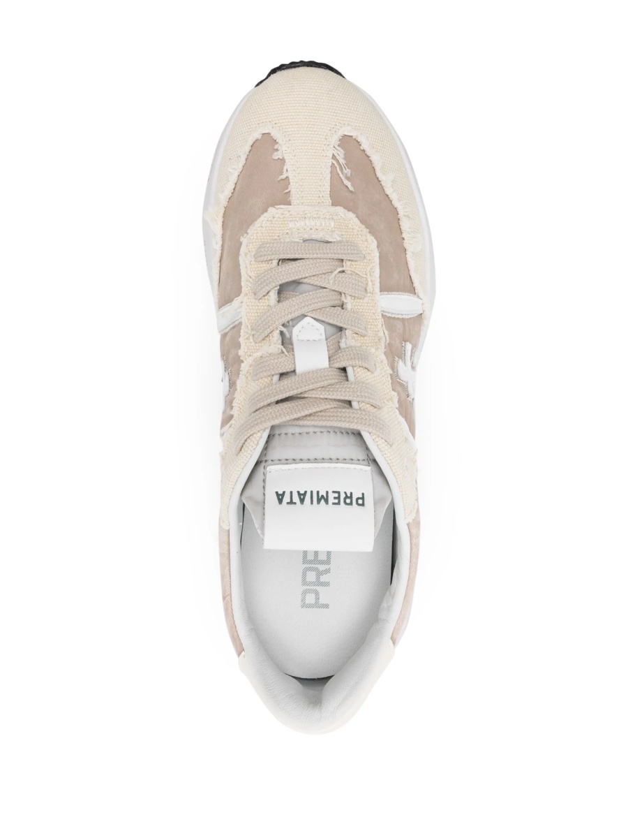 Sneakers Premiata neutri din piele si bumbac - Img 4