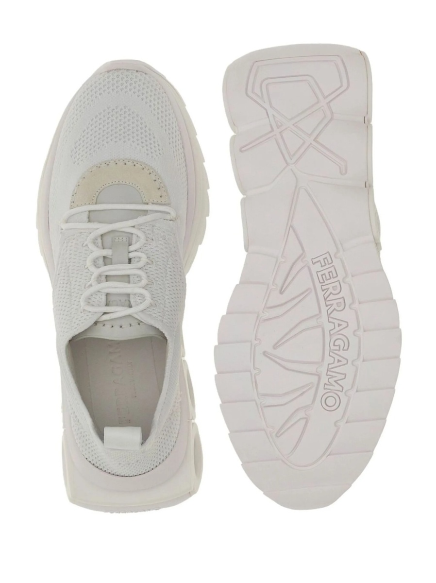 Sneakers Salvatore Ferragamo gancini albi din material textil si piele - Img 5