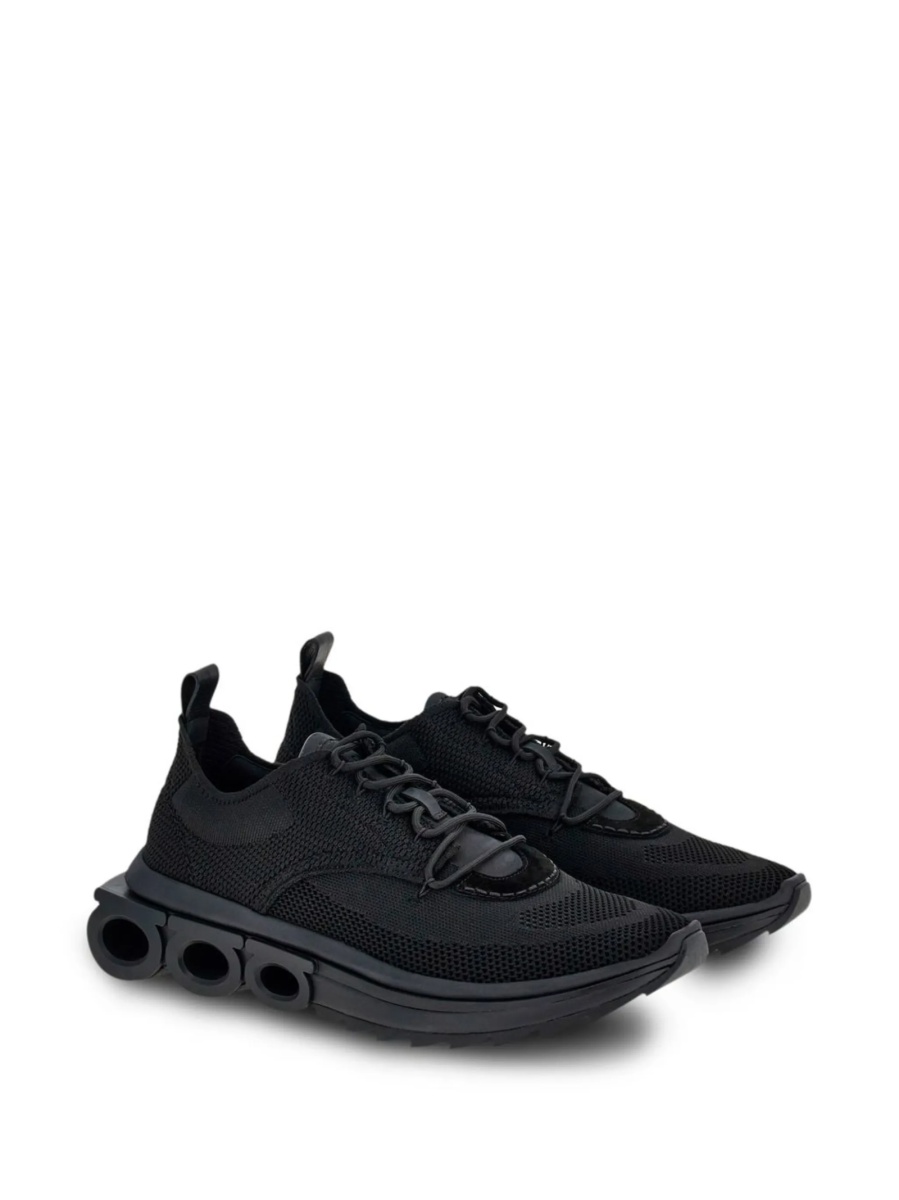 Sneakers Salvatore Ferragamo gancini negri din material textil si piele - Img 2