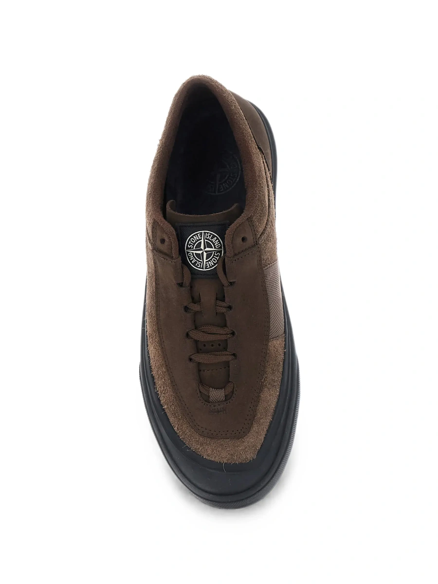 Sneakers Stone Island maro din piele intoarsa - Img 6
