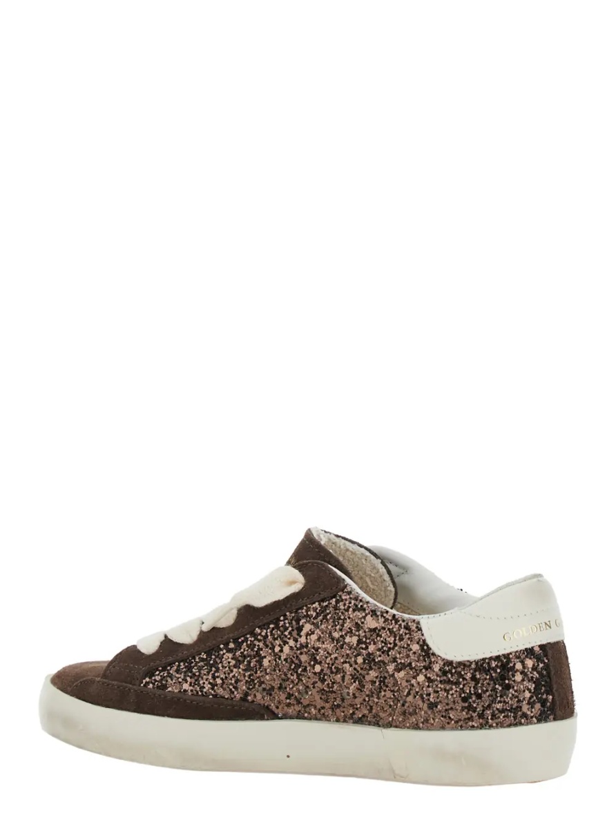 Sneakers 'Superstar' Brown Low Top Sneakers with Star Patch on the Side and All-Over Glitter in Leather Girl - Img 3
