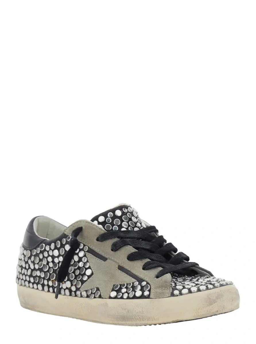 Sneakers 'Superstar' Grey low top sneakers with Side Star Patch and All-Over Glitter in suede for women - Img 2
