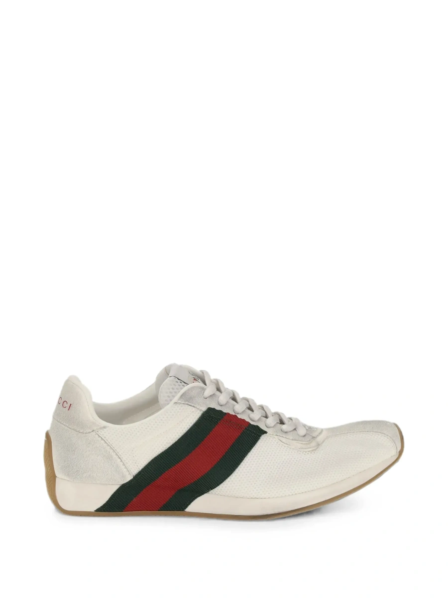 Sneakers 'Tempo' White Sneakers with raised toe and lateral Web Stripe band in leather and fabric Men - Img 8
