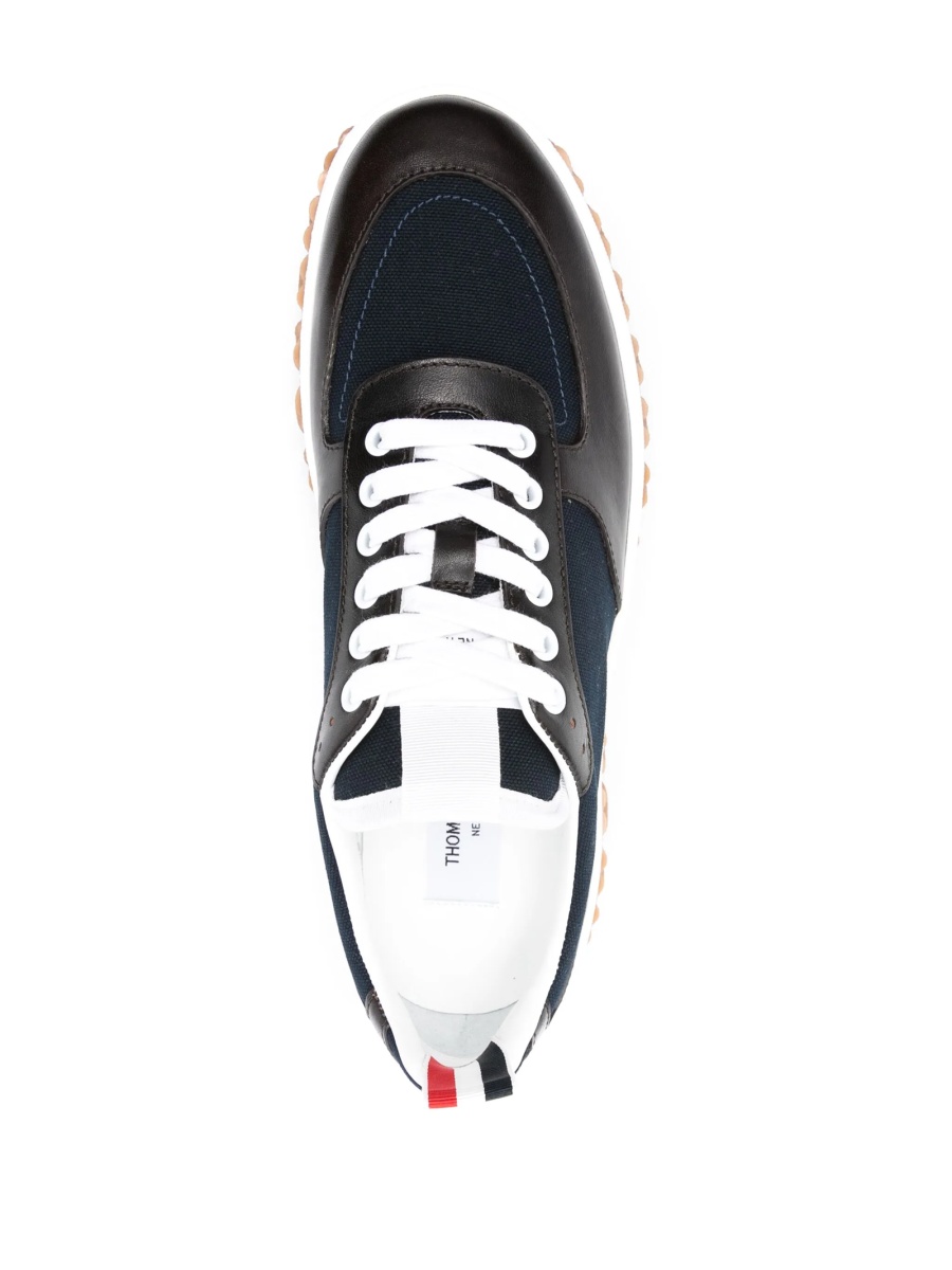 Sneakers Thom Browne albastri din material textil si piele - Img 4