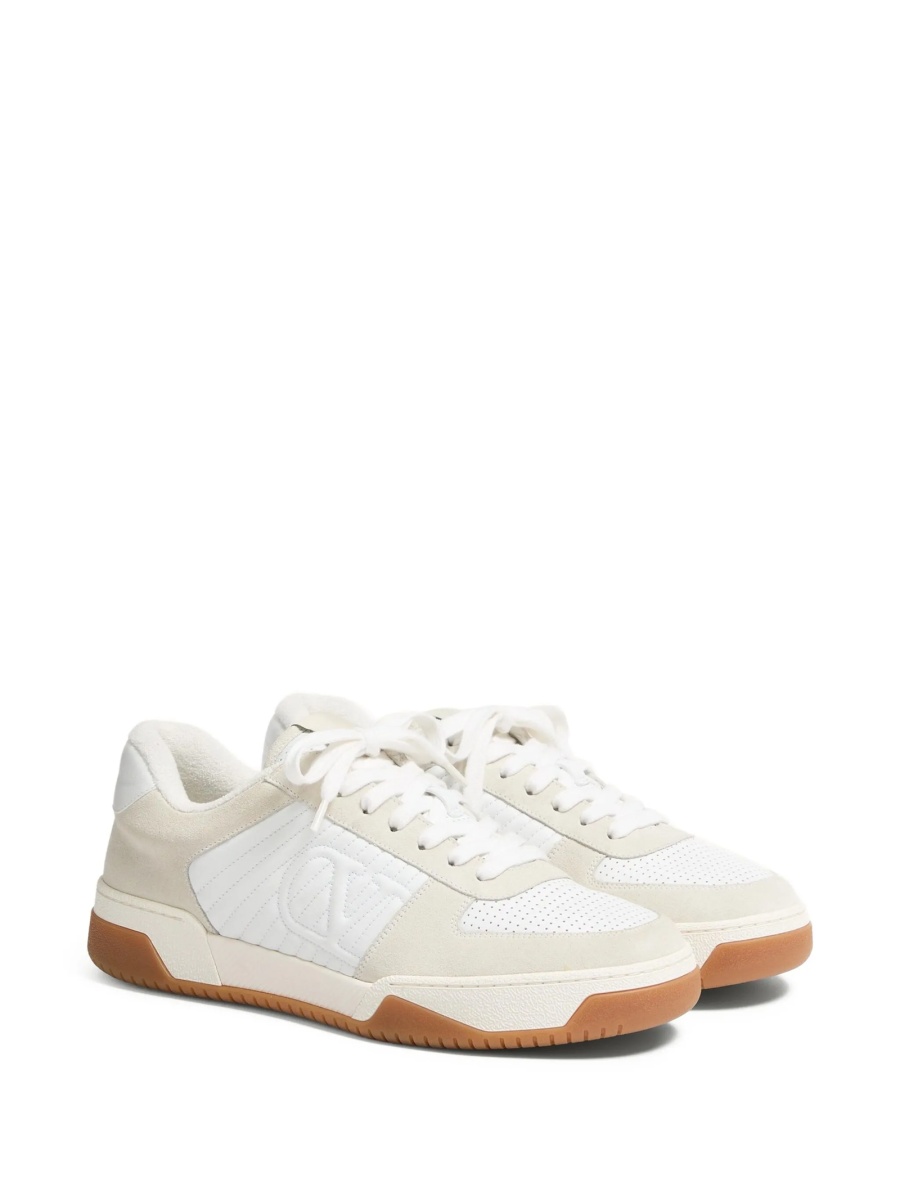 Sneakers Valentino Garavani albi din piele intoarsa si bos taurus - Img 2