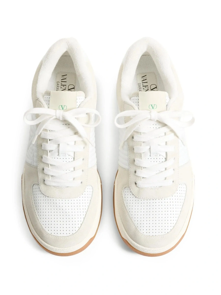 Sneakers Valentino Garavani albi din piele si material textil - Img 5