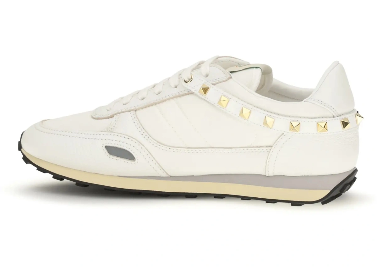 Sneakers Valentino Garavani albi din piele si nylon - Img 3