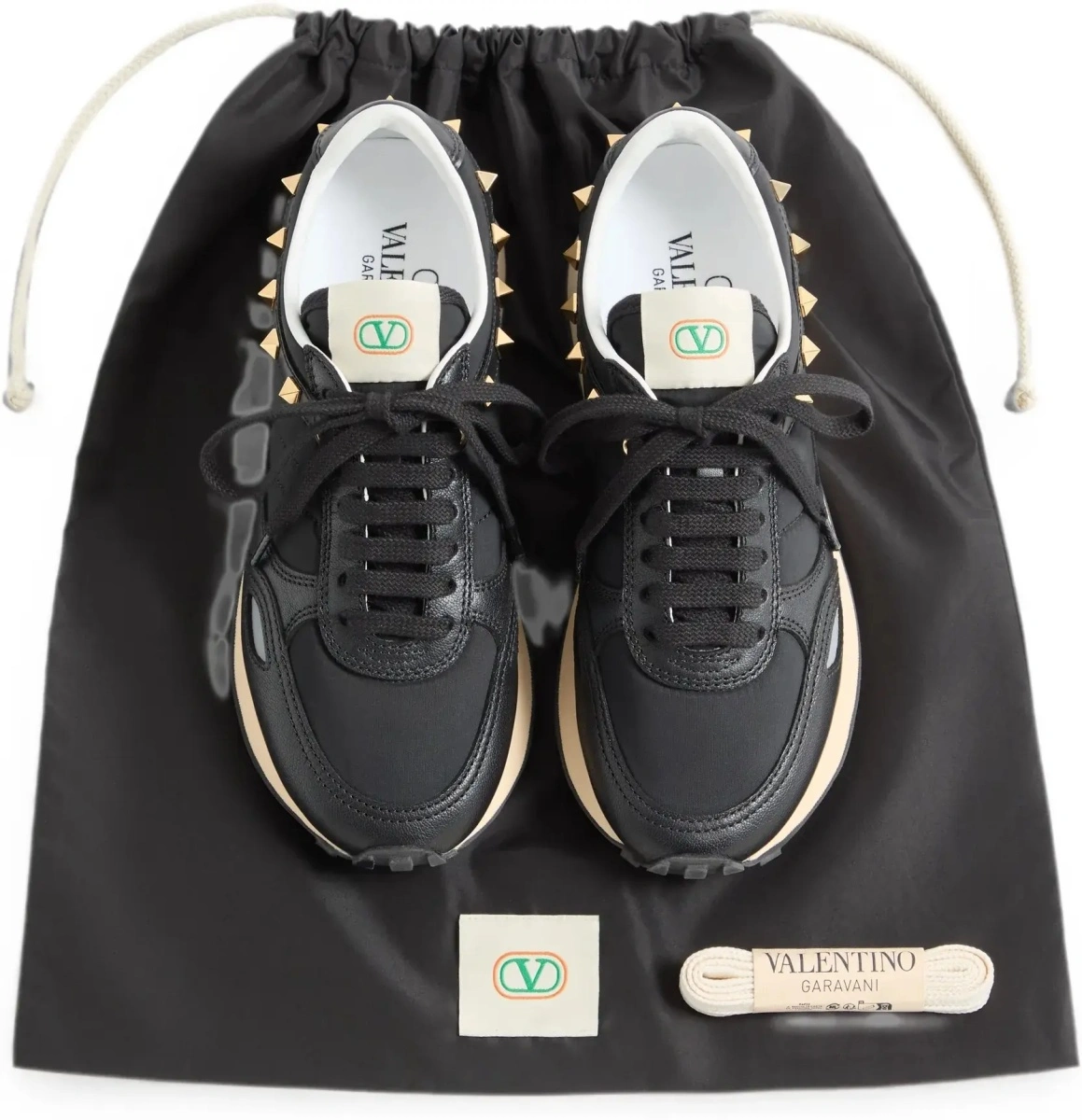 Sneakers Valentino Garavani negri din piele si nylon - Img 7