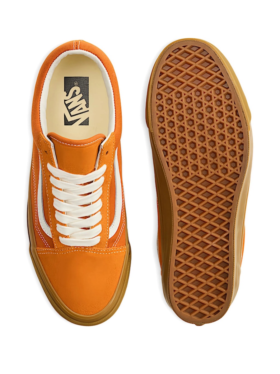 Sneakers Vans Old Skool portocalii din material textil si piele intoarsa - Img 4