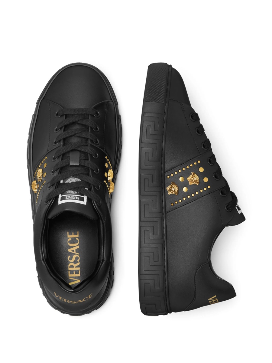 Sneakers Versace Greca negri din piele - Img 3