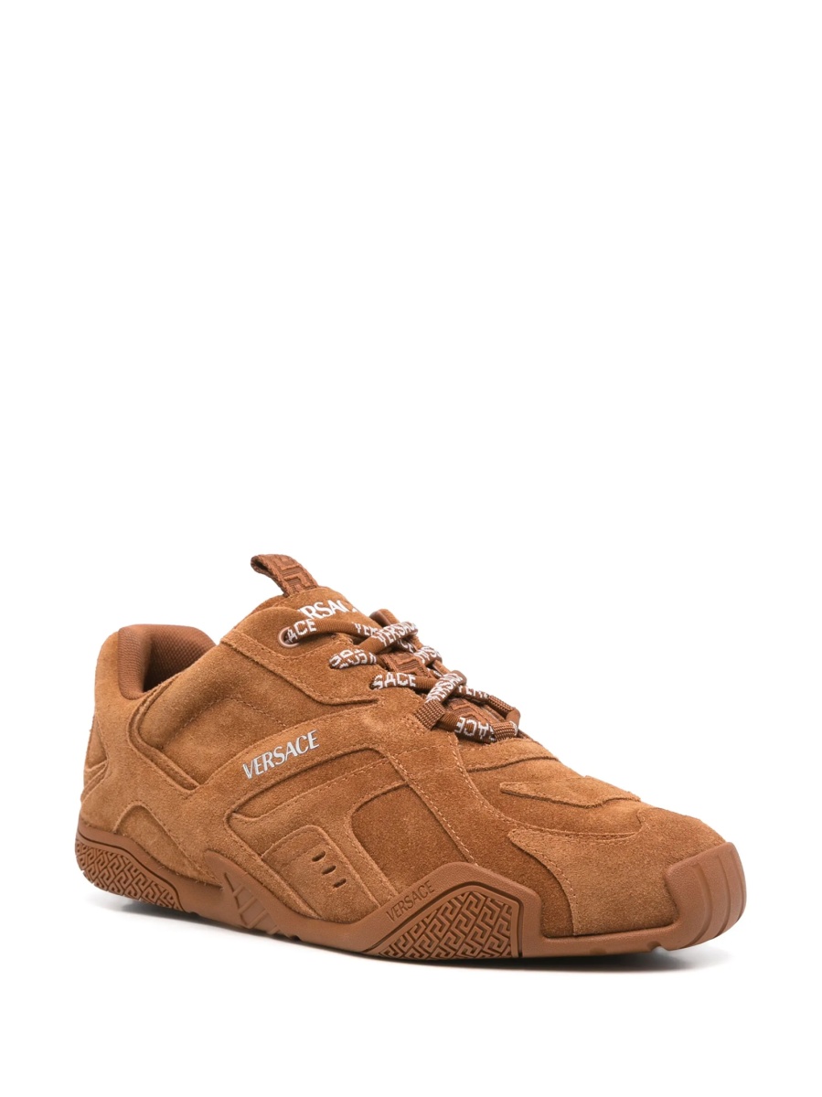 Sneakers Versace maro din piele si material textil - Img 2