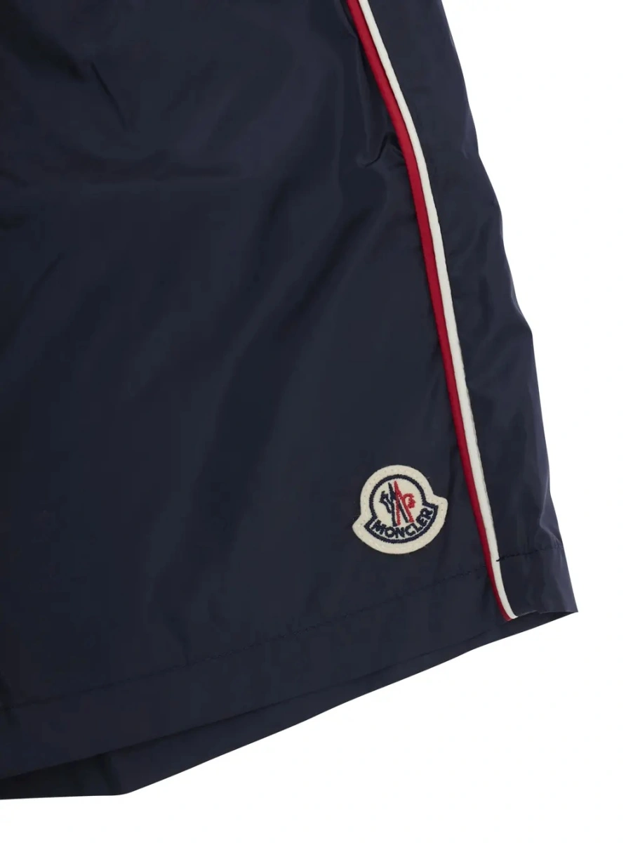 Sorturi Blue Swim shorts with logo patch on the front and striped details on the side in Tech Fabric Boy - Img 3