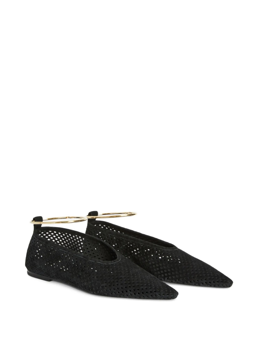 Suede perforated ballet flats - Img 2