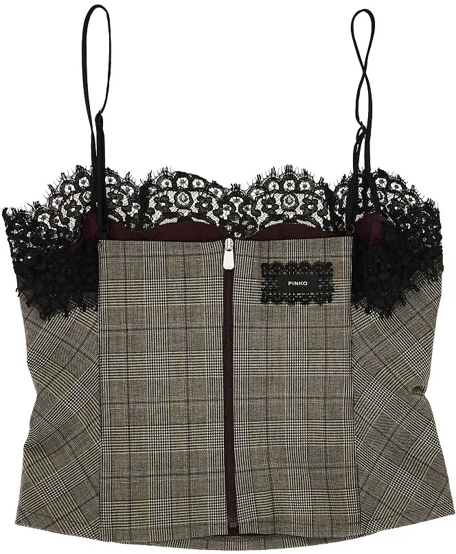 Topuri Prince of Wales top with lace trim - Img 2