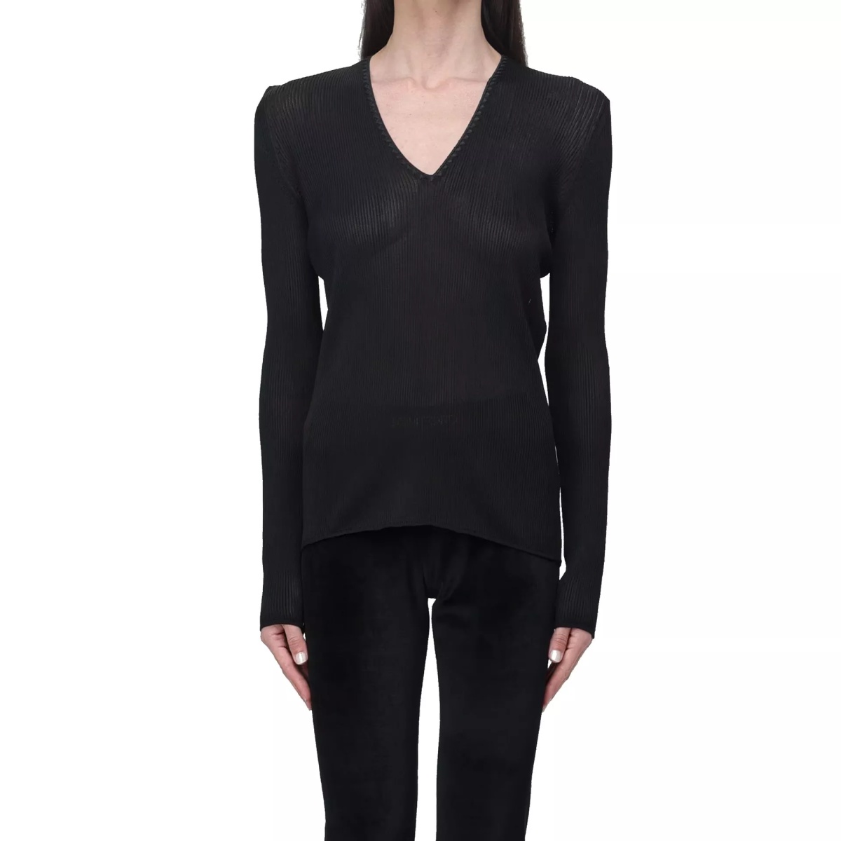Topuri Tom Ford Sheer Fine-Ribbed Top - Img 2