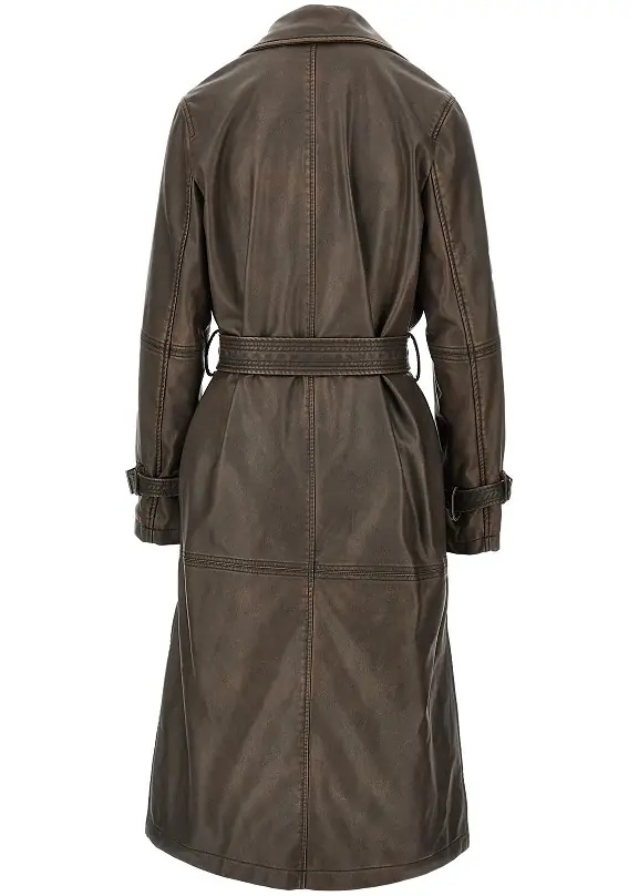 Trenciuri Vintage effect faux leather trench coat - Img 3