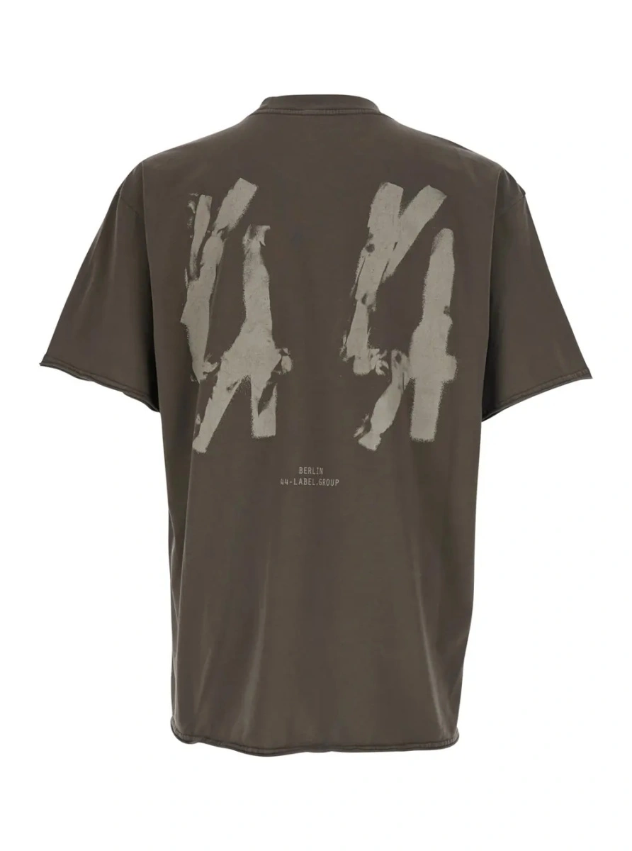 Tricou 44 LABEL GROUP gri din bumbac - Img 2