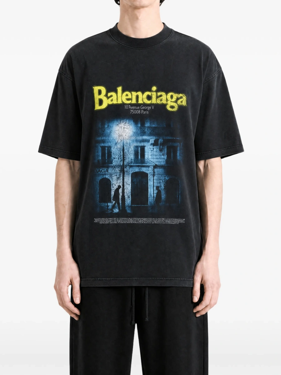 Tricou Balenciaga negru din bumbac - Img 2