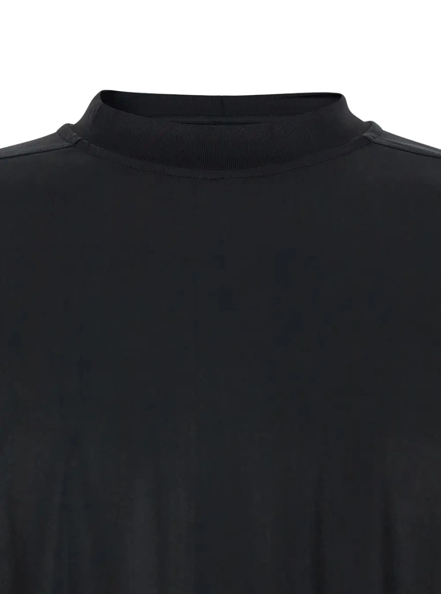 Tricou Black Crew Neck T-shirt with Raised Collar in Tech Fabric for Men - Img 3