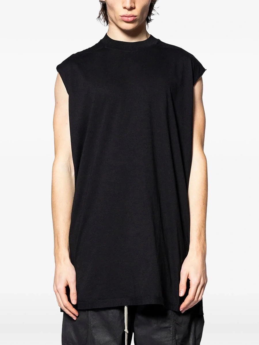 Tricou Black Crew Neck T-shirt with Raised Collar in Tech Fabric for Men - Img 7