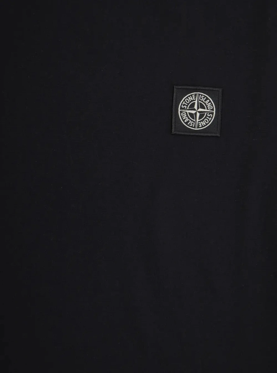 Tricou Black T-Shirt with Round Neck and Logo Patch on the Front in Cotton Boy - Img 3
