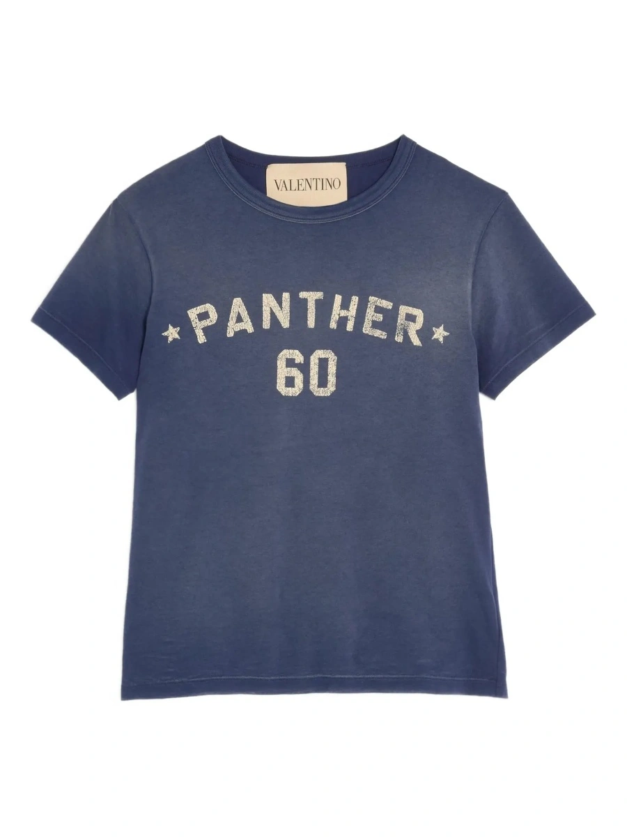 Tricou Blue Crewneck T-Shirt with Logo Lettering on the Rear in Cotton Man - Img 8