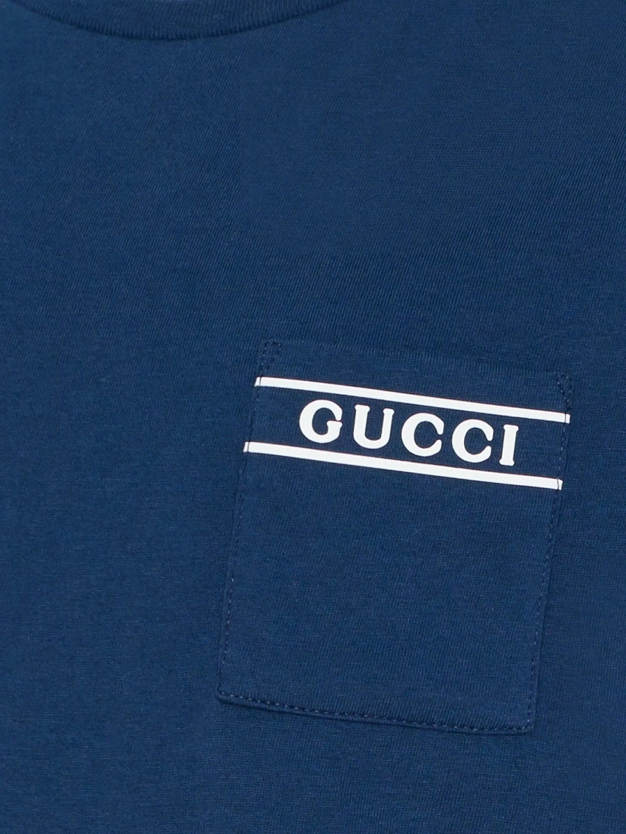 Tricou Blue T-Shirt with Logo Lettering on the Front for Kids - Img 5