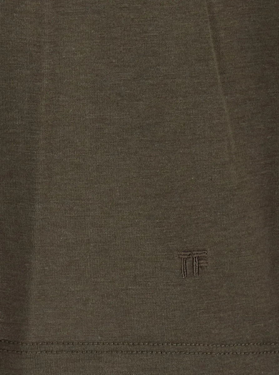 Tricou brown Long sleeve t-shirt with logo on the front in Blend cotton men - Img 3
