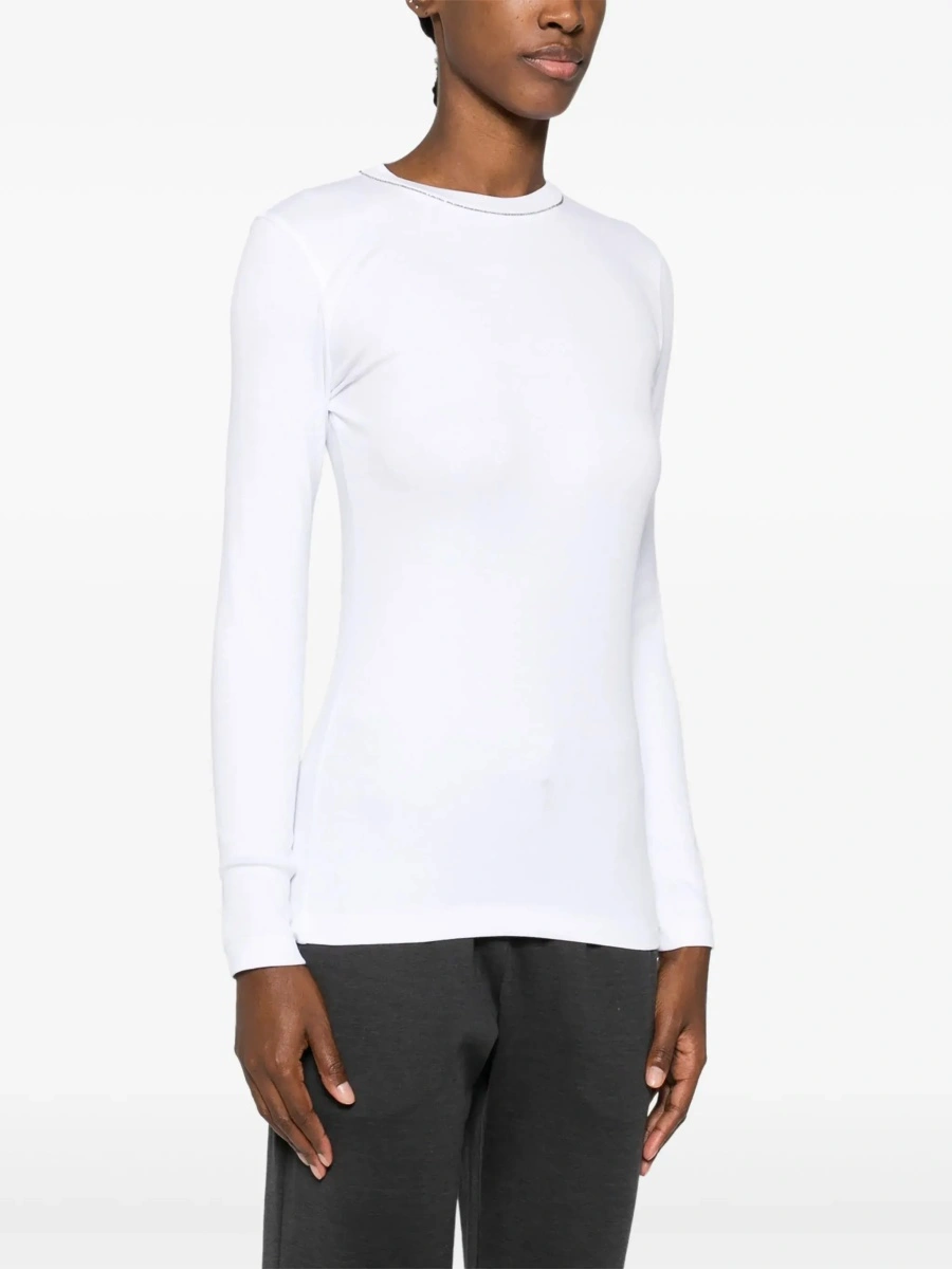 Tricou Brunello Cucinelli alb din bumbac - Img 5