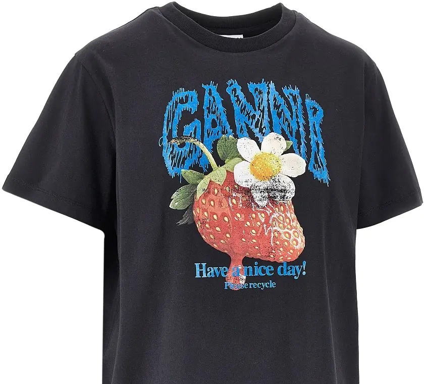 Tricou Cotton T-shirt with 'Strawberry' print - Img 2