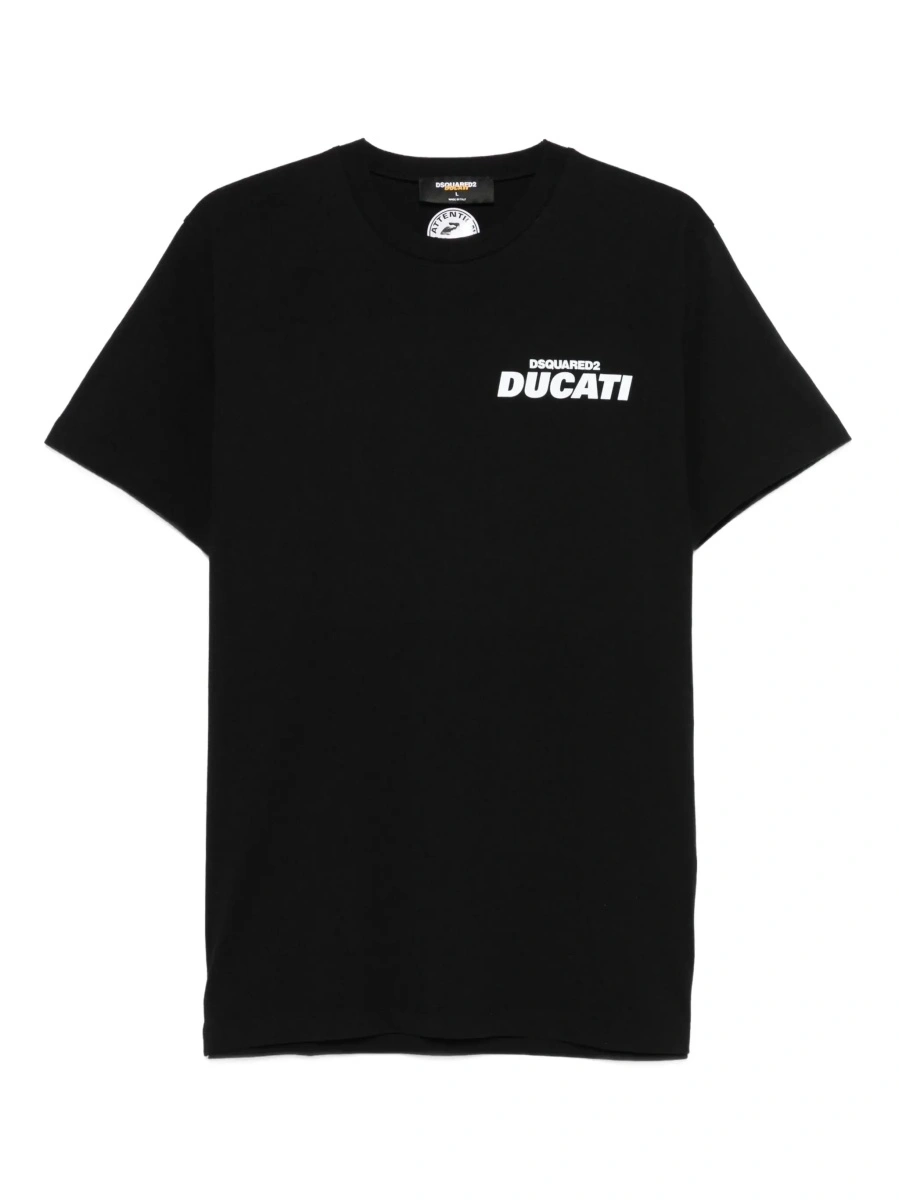 Tricou 'Ducati x D2' Black T-Shirt with Logo on the Front in Cotton Man - Img 7