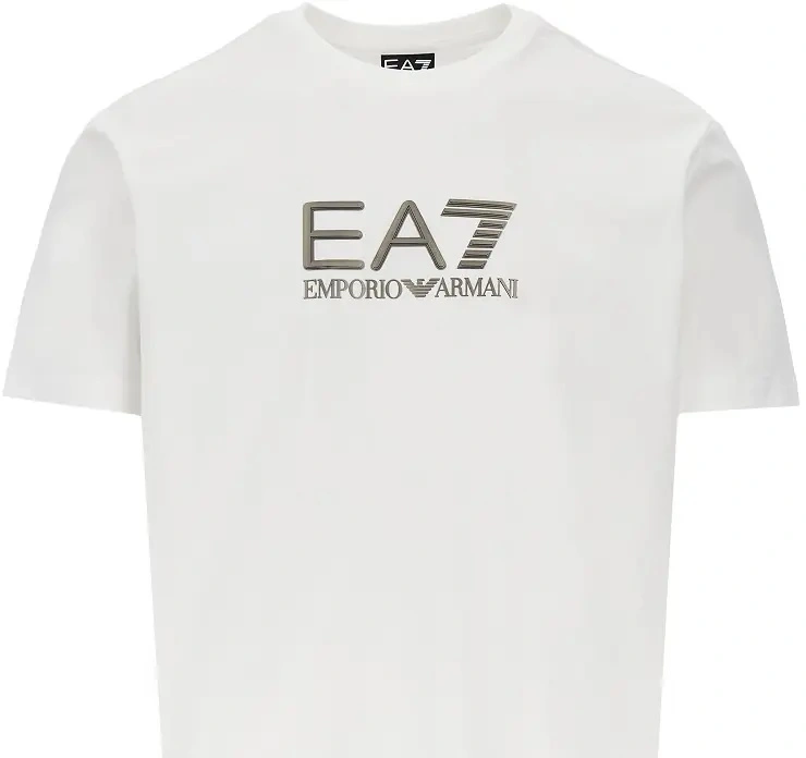 Tricou EA7 alb din bumbac - Img 2