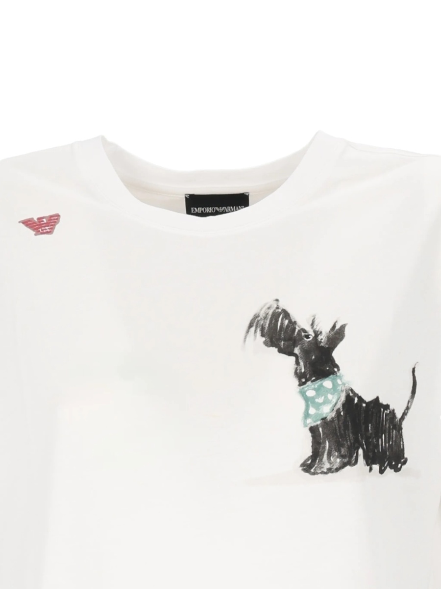 Tricou Emporio Armani alb din bumbac si modal - Img 3