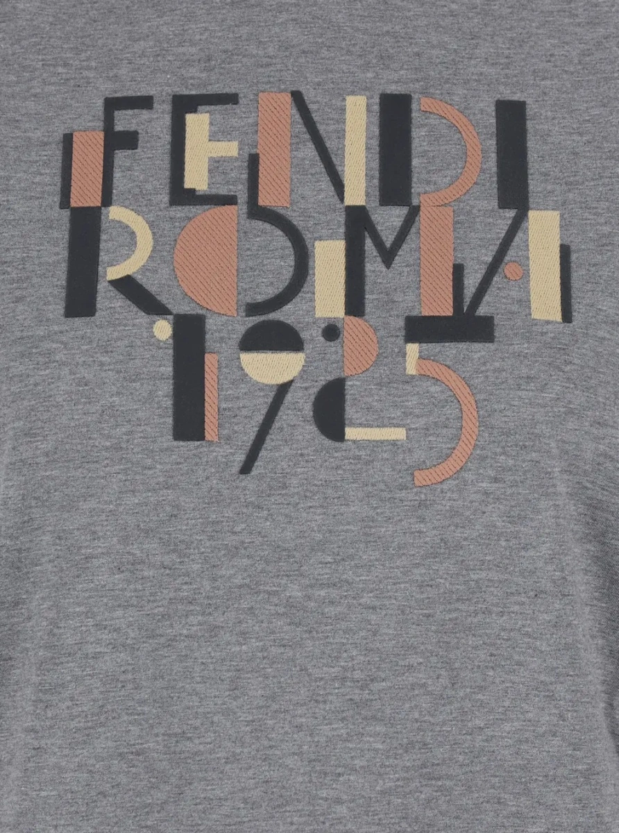 Tricou Fendi gri din bumbac - Img 3