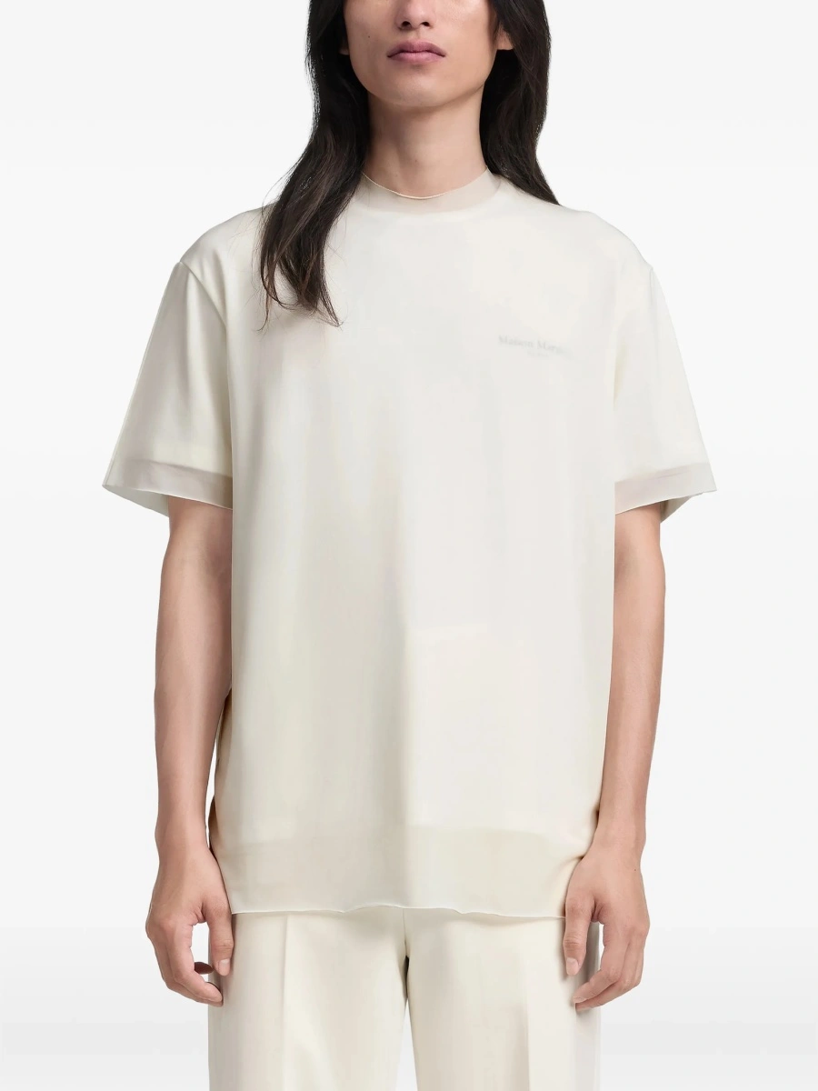 Tricou Maison Margiela alb din spandex/elastan si cupru - Img 4