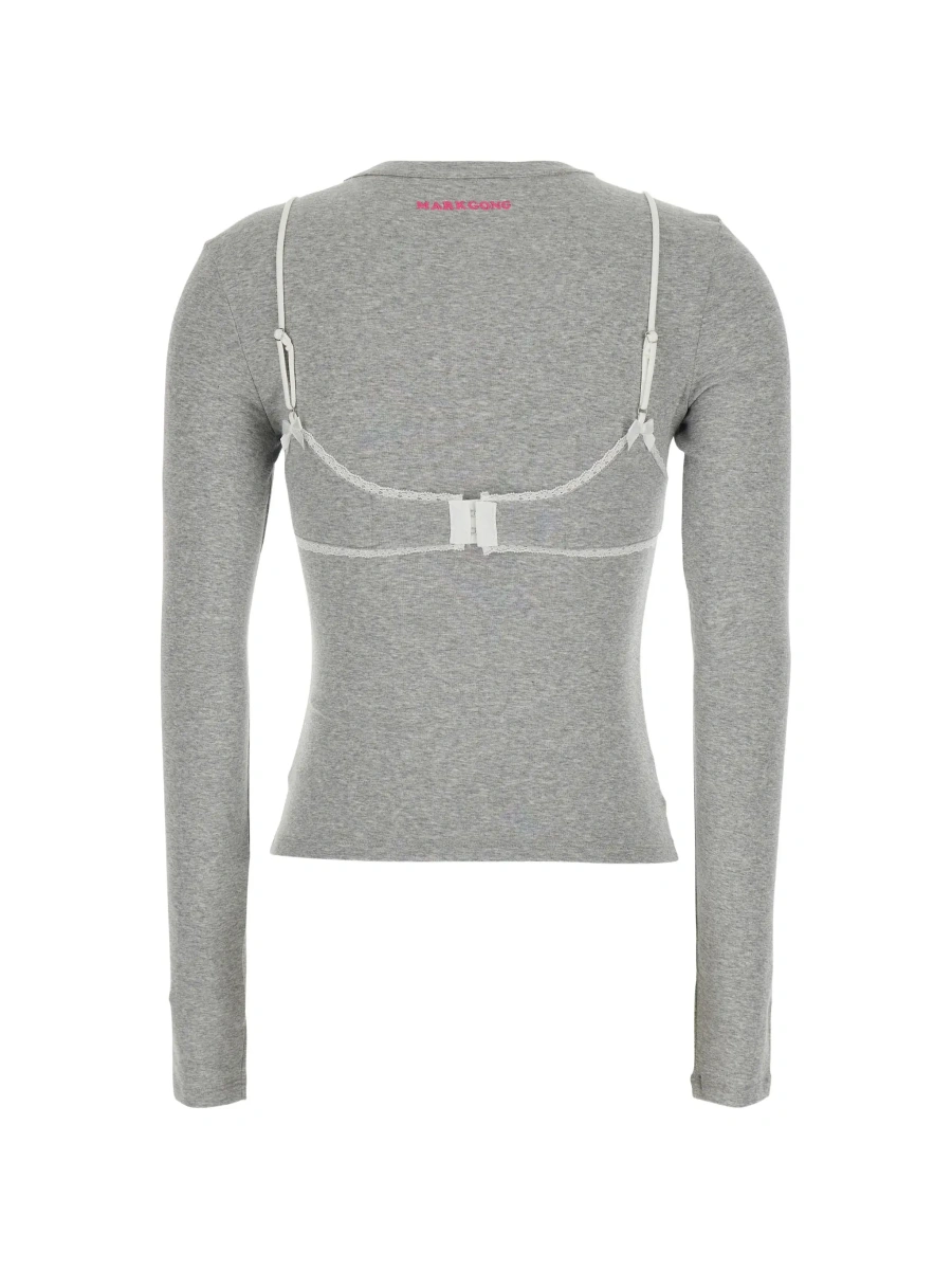Tricou Markgong gri din bumbac si elastan - Img 4