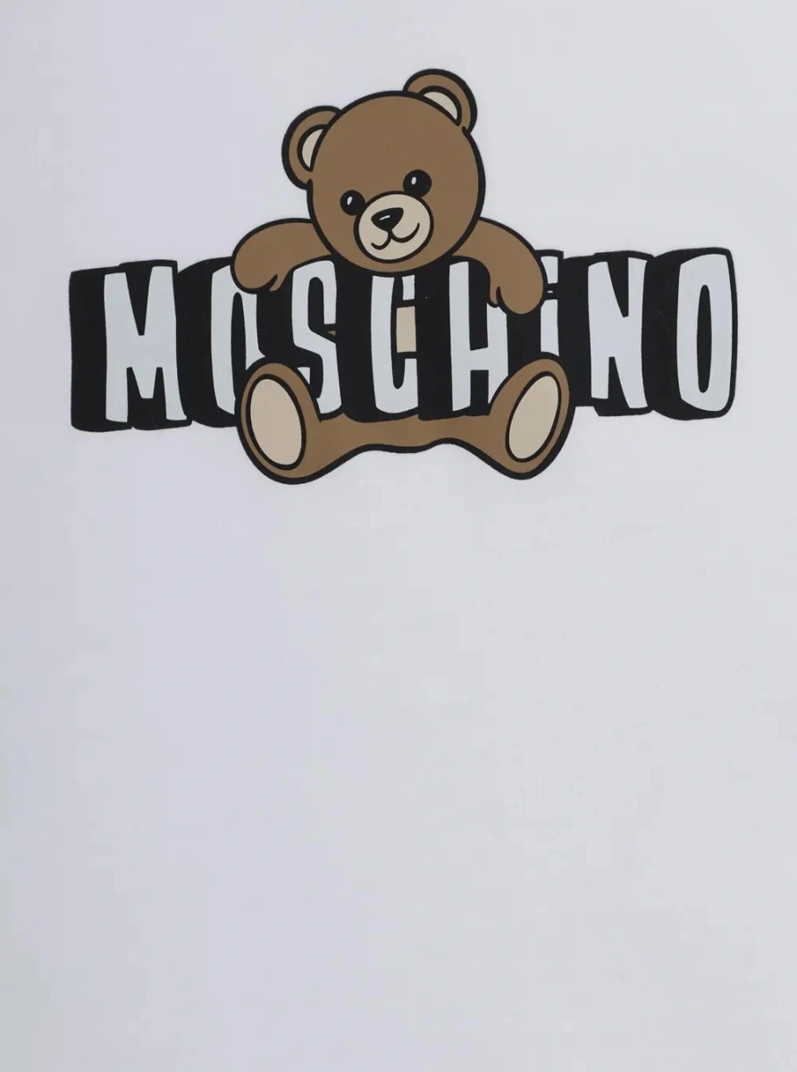Tricou MoschinoS alb din bumbac 'MOSCHINO KIDS' - Img 3